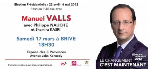 Réunion publique à Brive samedi 17 mars avec Manuel Valls